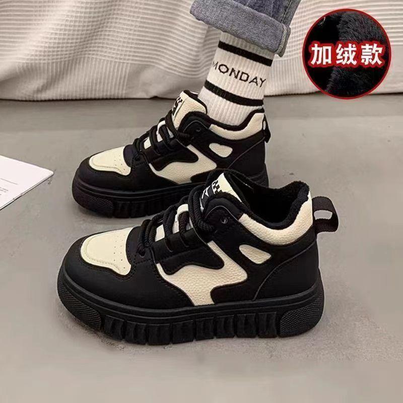 2025 autumn and winter new girls' shoes medium and older children's soft-soled sports shoes girls trendy running shoes fleece non-slip shoes