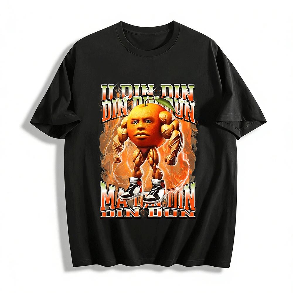Muscle Orange Funny Fitness Printed Hip Hop Unisex Tee Pure cotton T-shirt XXS