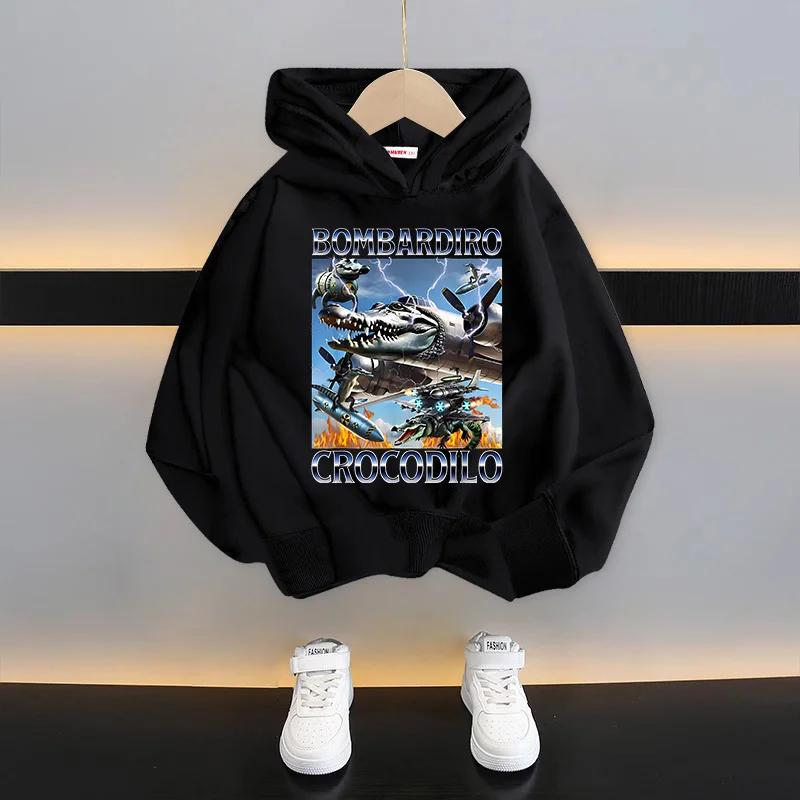 Italiensk hjärnförruttnelse Barn Huvtröja Rolig Tecknad Grafik Tunn Sweatshirt Tung Tungtung Sahur Vardagskläder Långärmad Topp Pojkkläder