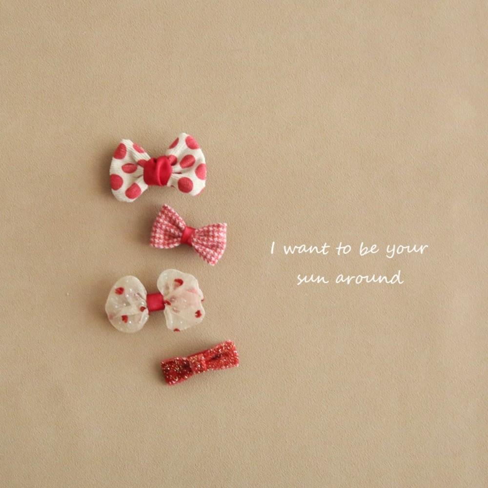 

4pcs Cute Bow Children s Hair Clip Set Printed Non Slip Bangs Hair Grips Barrette Hair Accessories Hair Decorations