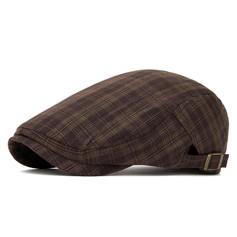 Spring Summer Thin British Plaid Beret Men Women Retro Forward Cap Outdoor Sunscreen Breathable Cap