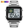 SKMEI 2033 Metal Style Digital Watch Waterproof LED Luminous Casual Square Clock Reloj Hombre Rectangle Men's Electronic Watches