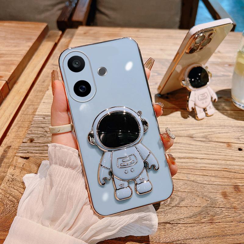For Vivo V60 Lite Case Shining Astronaut Spaceman Bracket Holder Design soft plating For Vivo V60 Lite Back cover