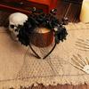 with Veil Halloween Rose Flower Headband Festiva Party Day of The Dead Headpiece  for Women