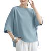 ZANZEA Women Casual Round Neck 3/4 Sleeve Solid Color Loose Blouse