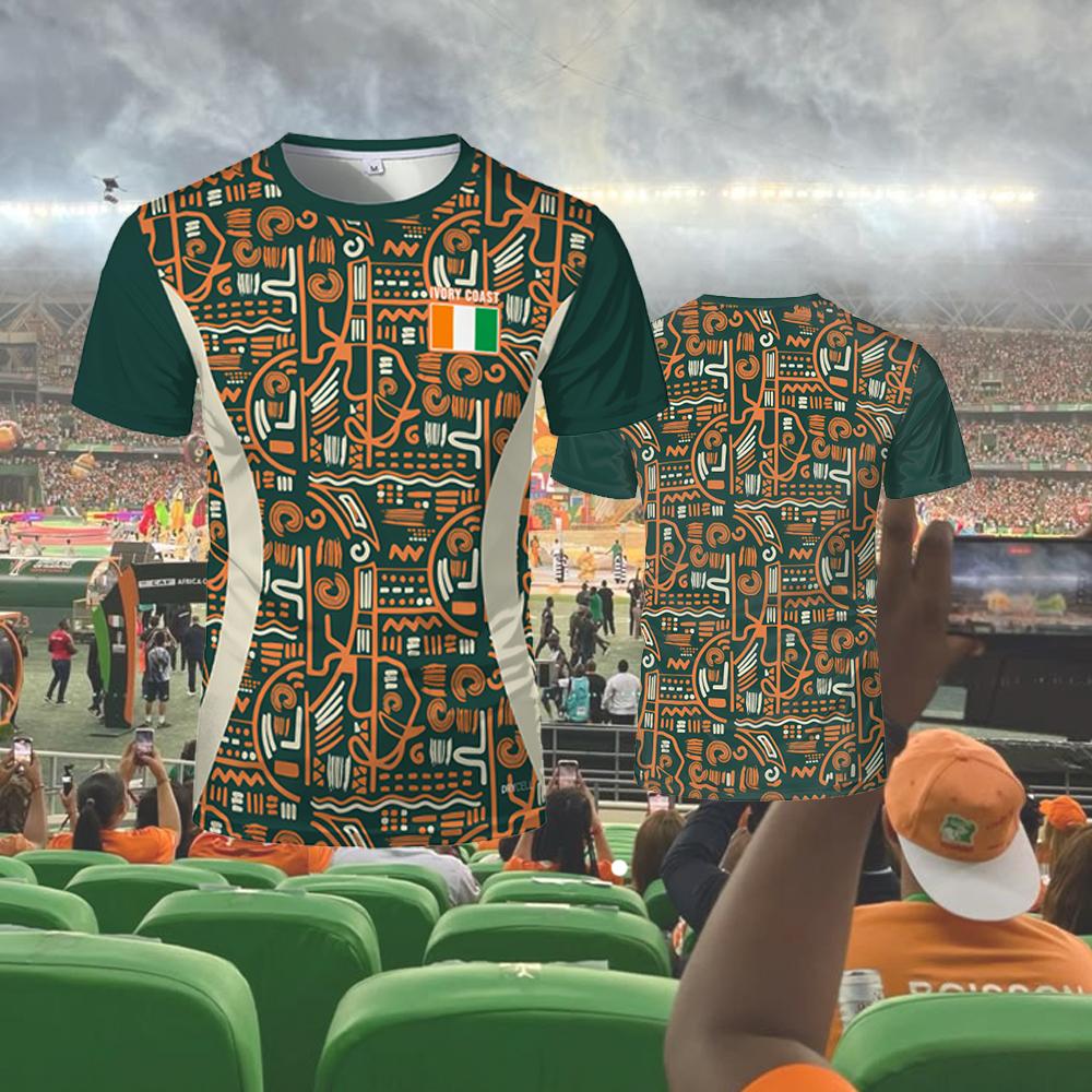 Baibao QIQI 2025 Nieuw Ivoorkust Thema T-shirt Outdoor Sport Ademend Sneldrogend Jersey Unisex Afrika Cup of Nations Fan Jersey 6XL