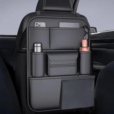 Seat Back Pocket [Car Storage Pocket, Car Tissue Case, Hanging Car Trash Can] Rear Seat Large Capacity 3D Expandable Napa Leather Three-Layer Structur