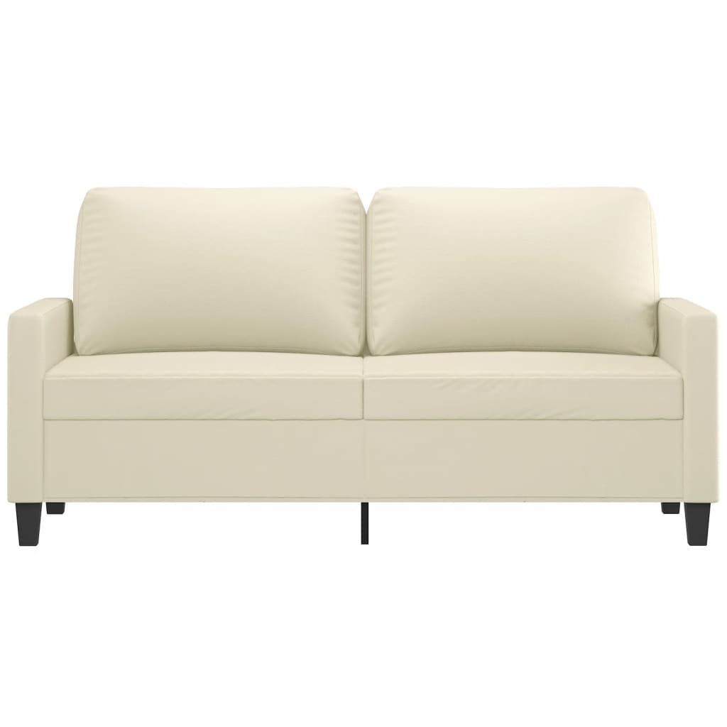 2 Seater Sofa Cream 140 cm Faux Leather