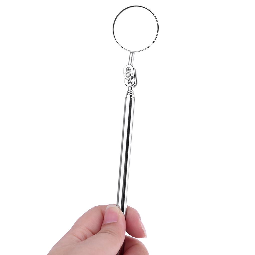 Telescoping Inspection Mirror Round Mirror Stainless Steel Inspection Tool with Long Handle Suitable for Auto Car