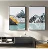 Pintura de Arte de Pared Decoración de Pasillo de Casa Pintura Abstracta en Lienzo Paisaje de Montaña Bosque Atardecer Póster Nórdico