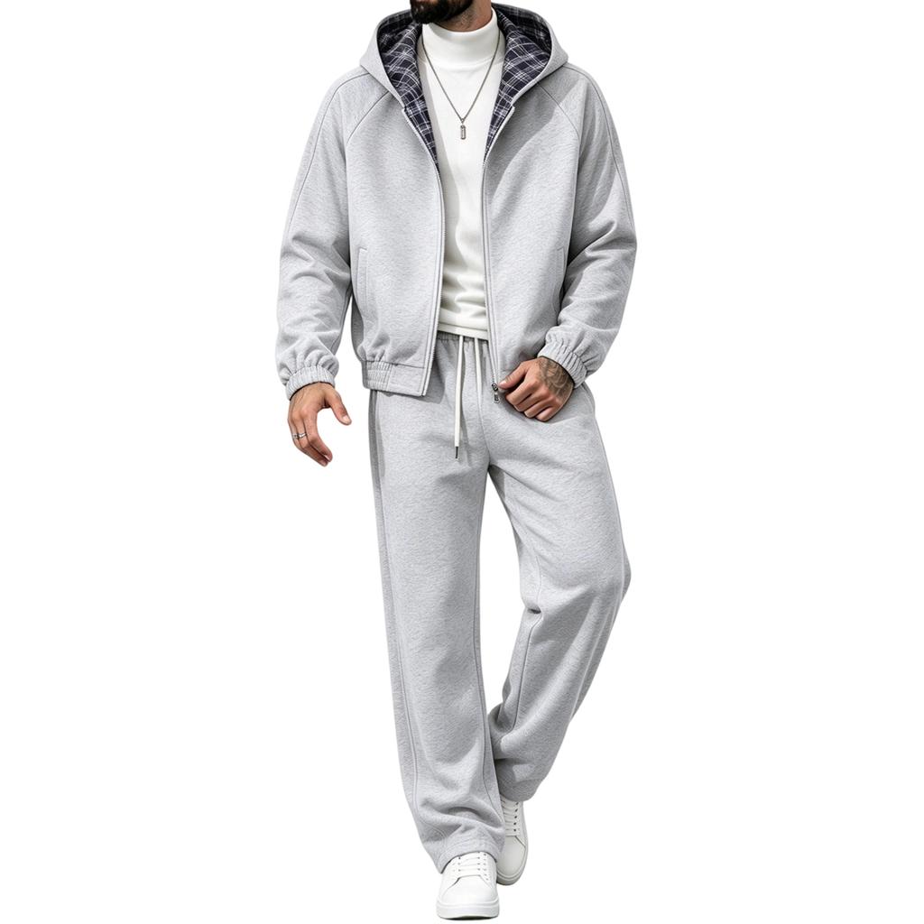 Men's Color Block Striped Athletic Tracksuit Set for Running and Casual Wear, Fall Winter