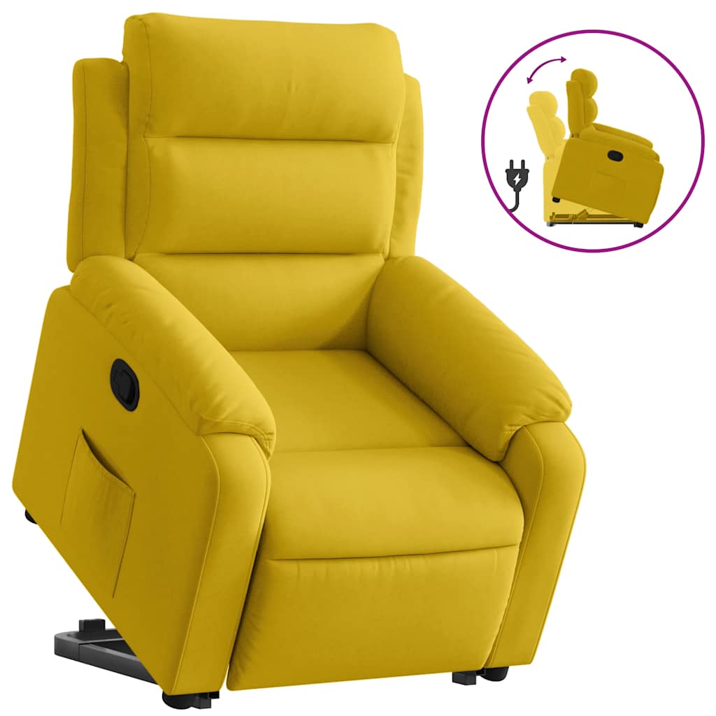 Recliner Chair with Lift Assist Yellow Velvet