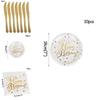 Stylish Gold Polka Dot Stamping Happy Birthday Party Decor Supplies Disposable Tableware Essentials