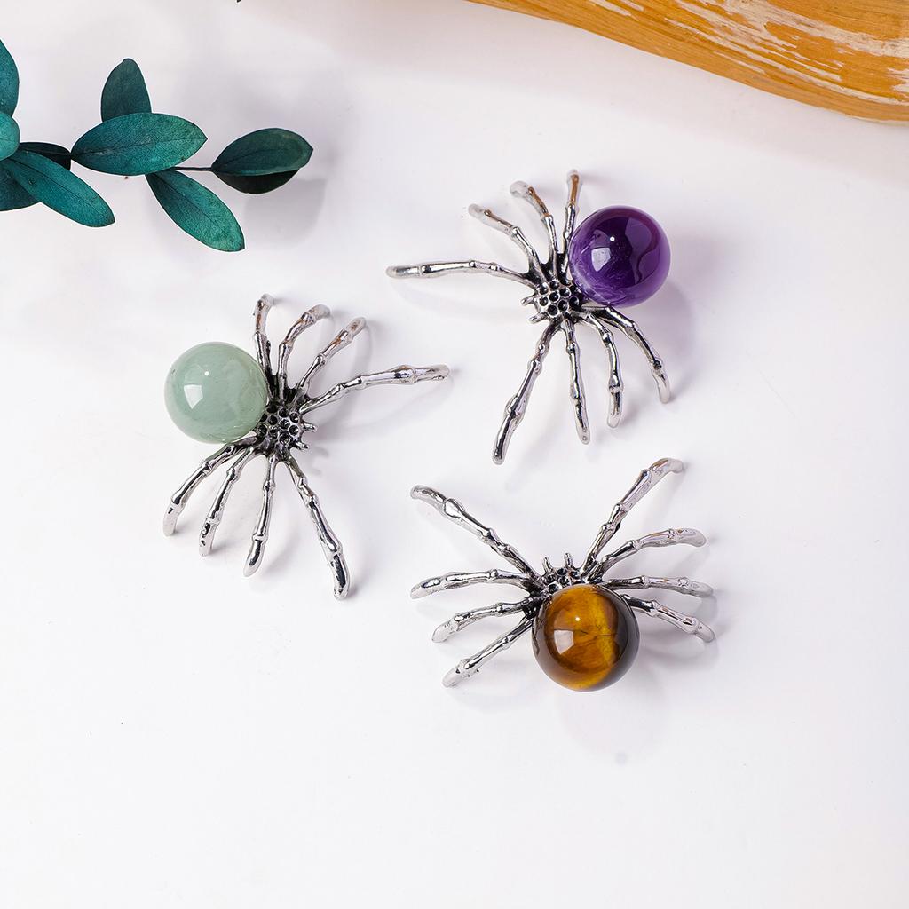 1 Stück Natürlicher Kristallkugel Spinnenornament Heimdekoration Kristallhandwerk Halloween Feiertagsgeschenk Partydekorationen Heilkristall
