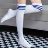 Winter Leg Warmers Women Over Knee Thigh High Socks Black White Striped Long Socks Gothic Y2k Lolita Stockings For Ladies Girls