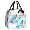 Cherry Blossom Kokeshi Doll Insulated Lunch Bag - Reusable Thermal Cooler Bento Box with Cute Sakura Design