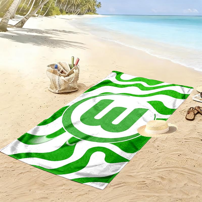 VfL Wolfsburg Print Strandtuch, Großes Weiches Schnelltrocknendes Handtuch für Strand Camping Schwimmen