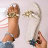 Fashion 2024 Brand Women's Shoes Plus Size Women's Slippers Fashion Metal Decoration Daily Slippers Women New Peep Toe Wedge Slippers
