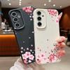 For Samsung S25 Ultra S24 FE S23 S22 A56 A36 A16 A15 A55 Cover Shell Sakura Flower Pattern Slim Soft TPU Leather Texture Shockproof Matte Phone Case