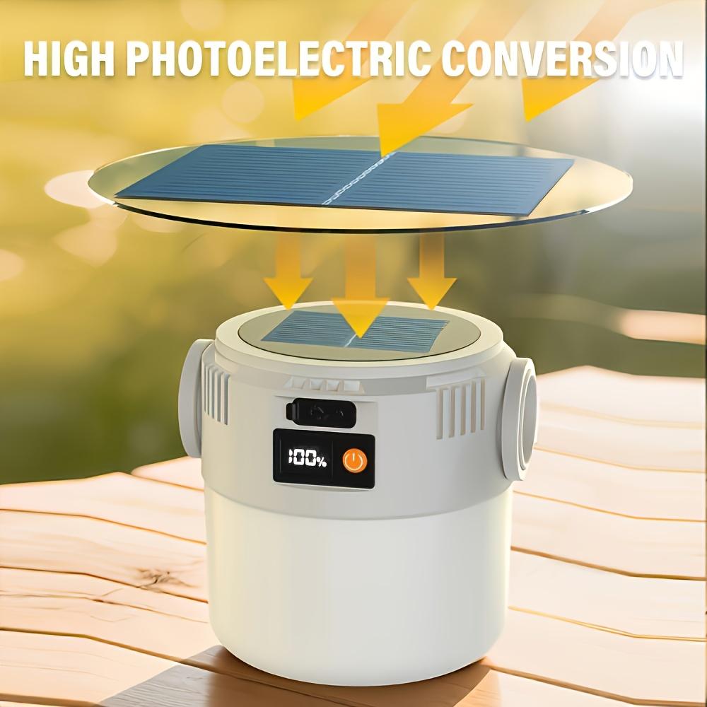 Solcelle campinglys USB oppladbart med metallkrok teltlys display batterinivå Utendørsaktivitet camping fiske Kompakt design