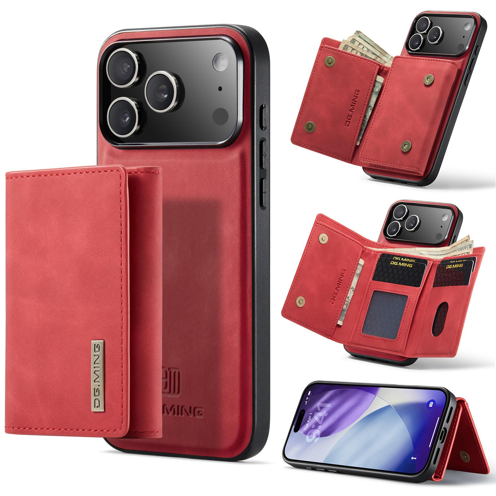 

DG.MING M1 Series for iPhone 17 Pro Case Kickstand PU Phone Cover with Detachable Wallet