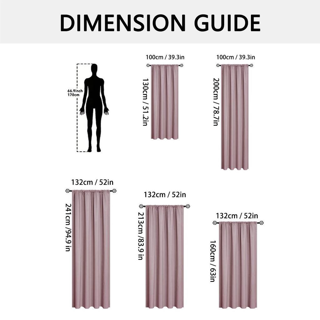 SHEIN Yafang Rod Pocket Blackout Curtains - Solid Color, Insulated, Sun Protection for Living Room & Balcony.