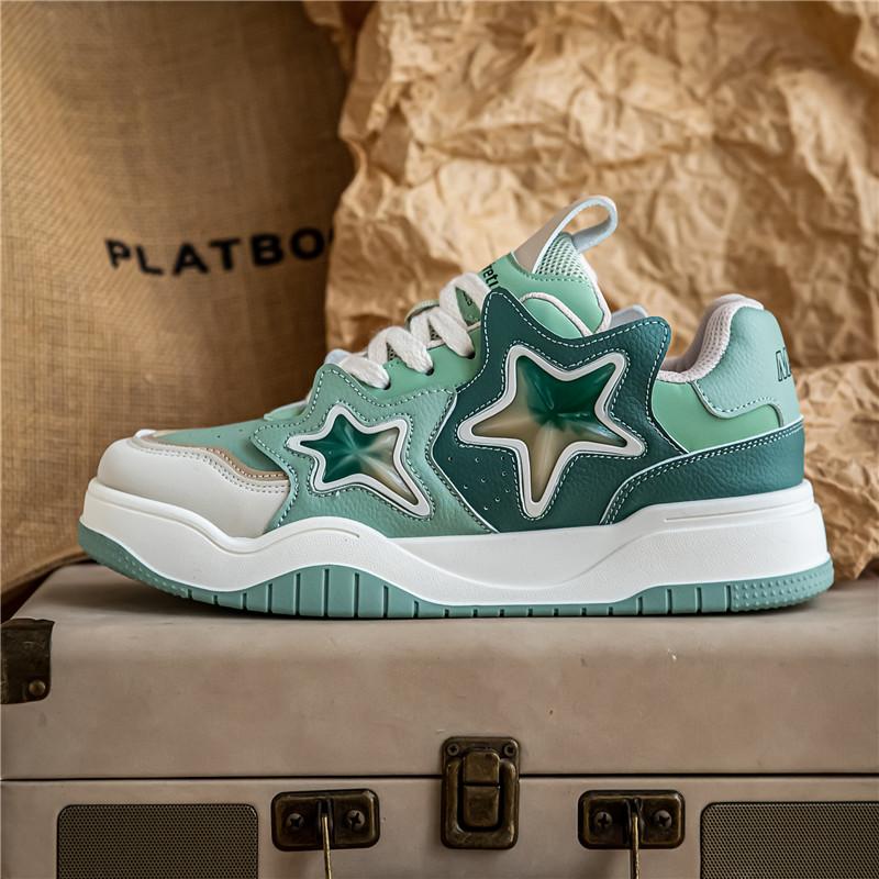 Neue Retro Vielseitige Herren Freizeit Board Schuhe mit Dicken Sohlen Langlebig Leicht Bequem Personalisierte Schnür-Sneaker