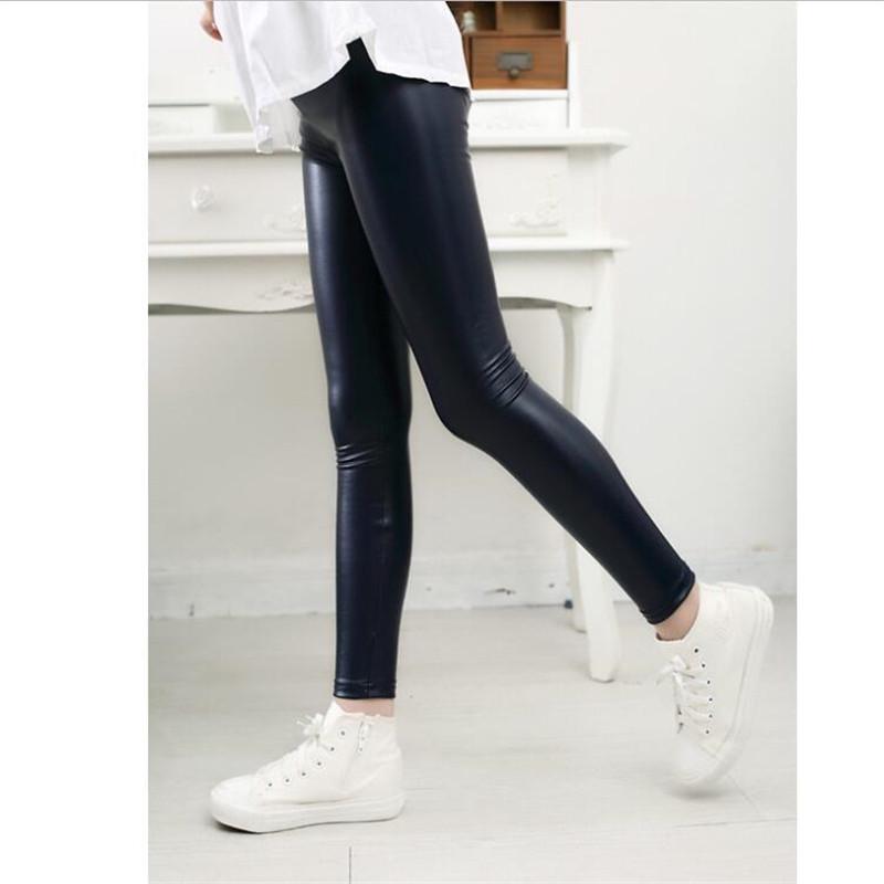 

Детские узкие брюки из ПУ-кожи - Тонкие леггинсы на весну и осень 100 cm чёрный