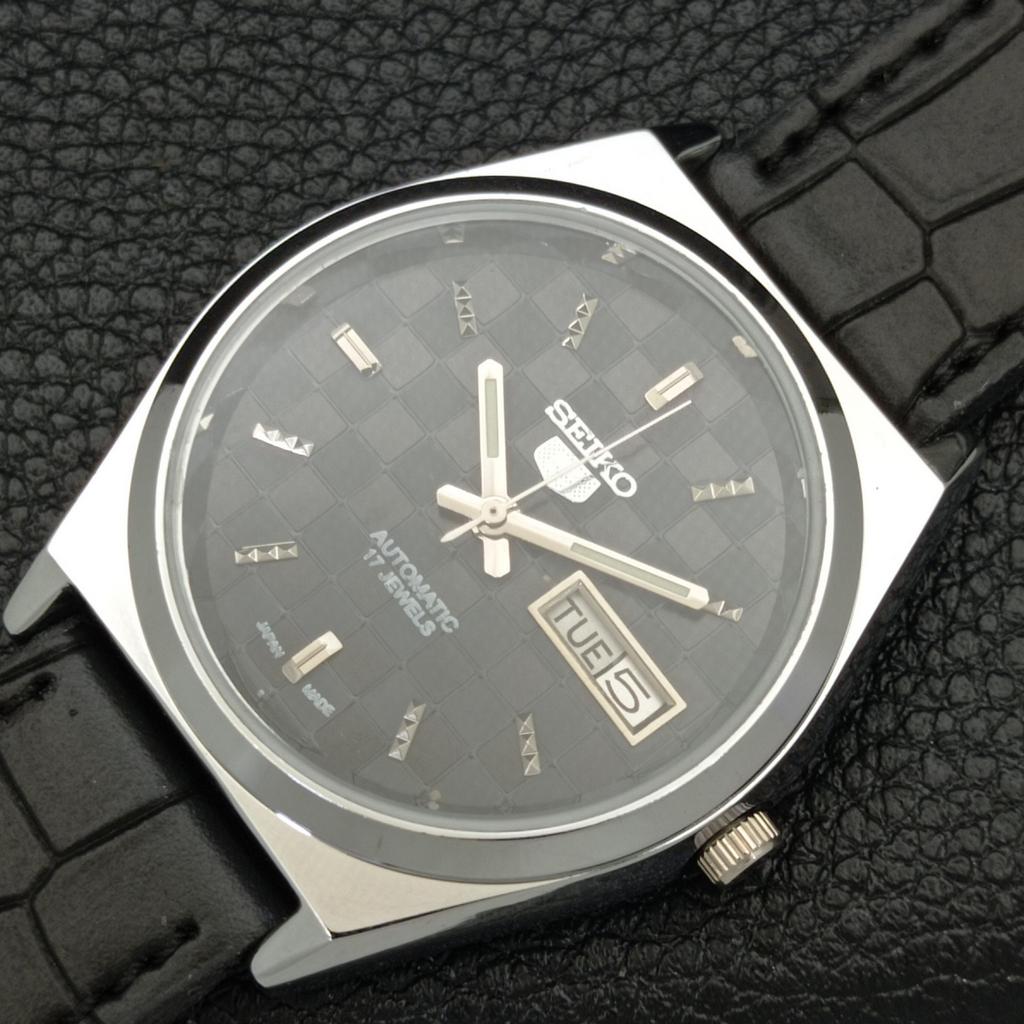 AUTOMATIC SEIKO 5 JAPAN MENS 6309A REFURBISHED BLACK COLOR DIAL WATCH a440210-4 Sk-a440210-1