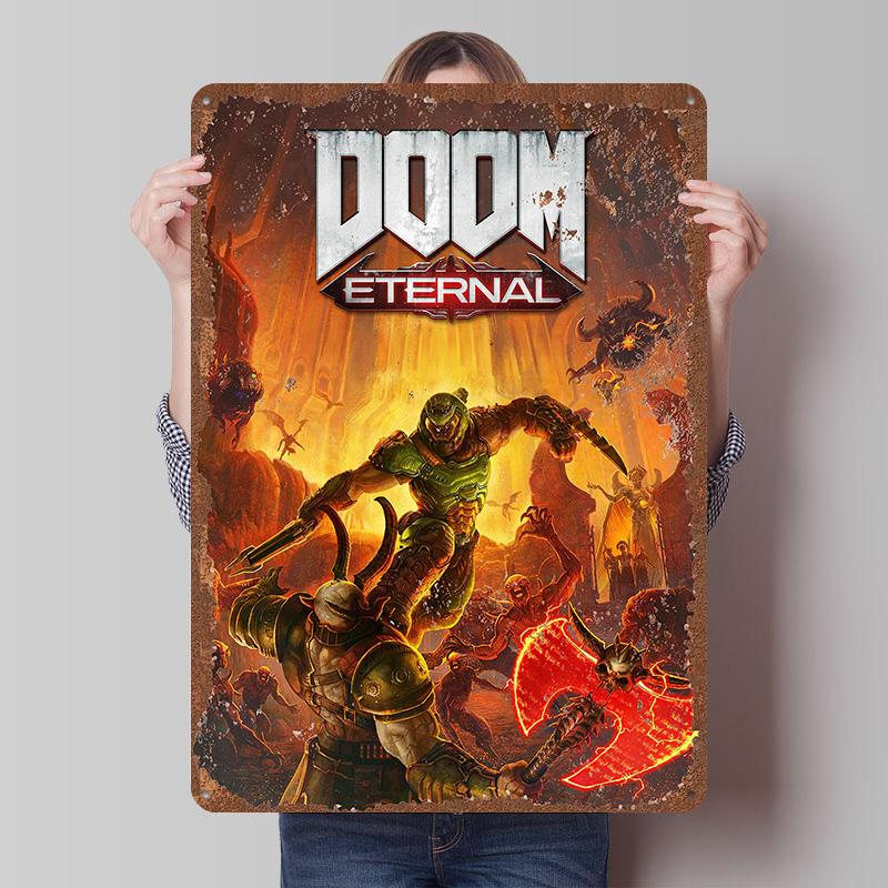 DoomS Tinplate Posters Custom Wall Art Vintage Metal Signs Retro Tin Plaque for Bedroom Decoration Gaming Home Decor Accessories
