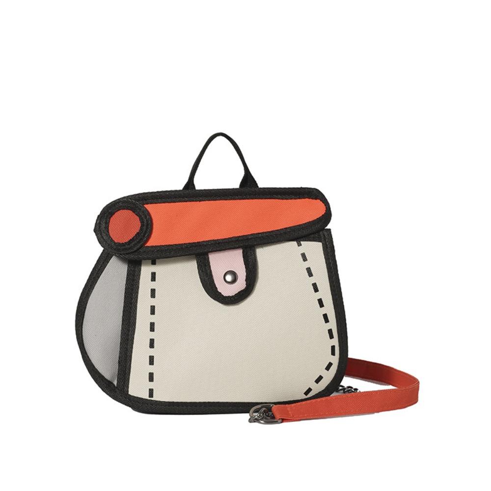 

Cartoon Comic Crossbody Bag Canvas Line Painting Messenger Bag Chain Shoulder Bag Students оранжевый