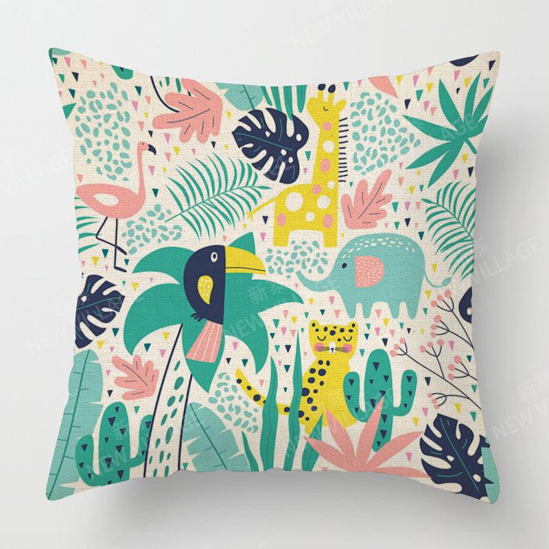 Home Decor Exotic Jungle Animals Pillow Covers For Home Pattern Cushion Cover Suitable For Sofa Bedroom Car Pillow Cover