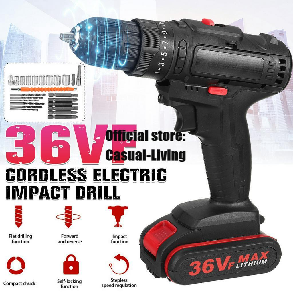 Electric Screwdriver Drill 25+3 Cordless Drill Torque With 2Pcs Battery Electric Hammer Impact Drill Power Tool 36V