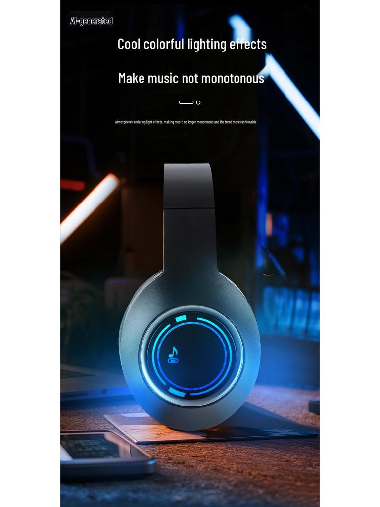 Luminous Bluetooth Headset: Foldable, High-Value, Head-Mounted for Gaming & Music
