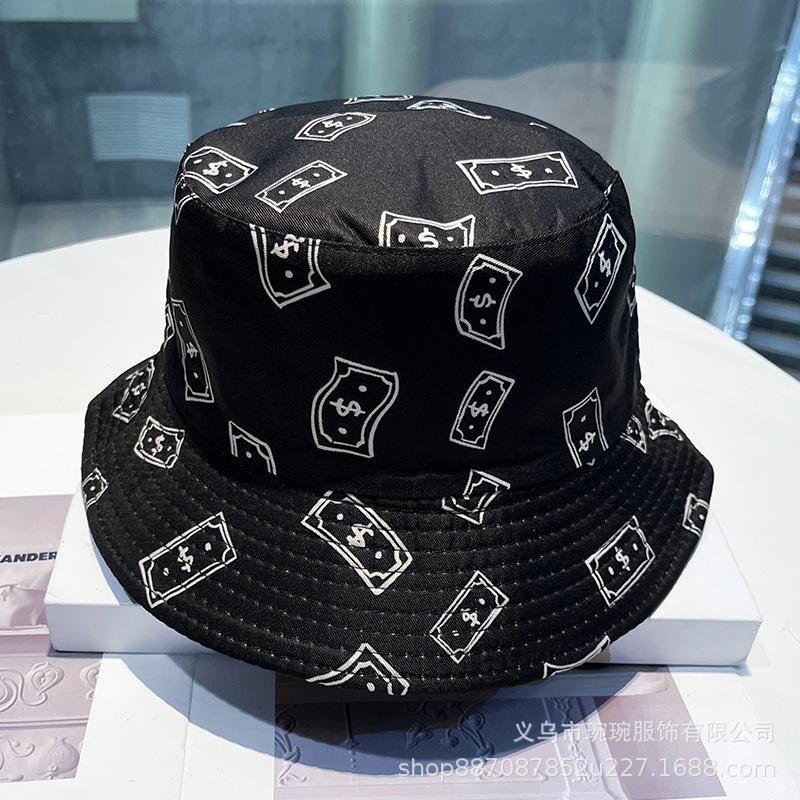 Trendy versatile sunshade sun hat summer double-sided pot hat printed bucket hat women