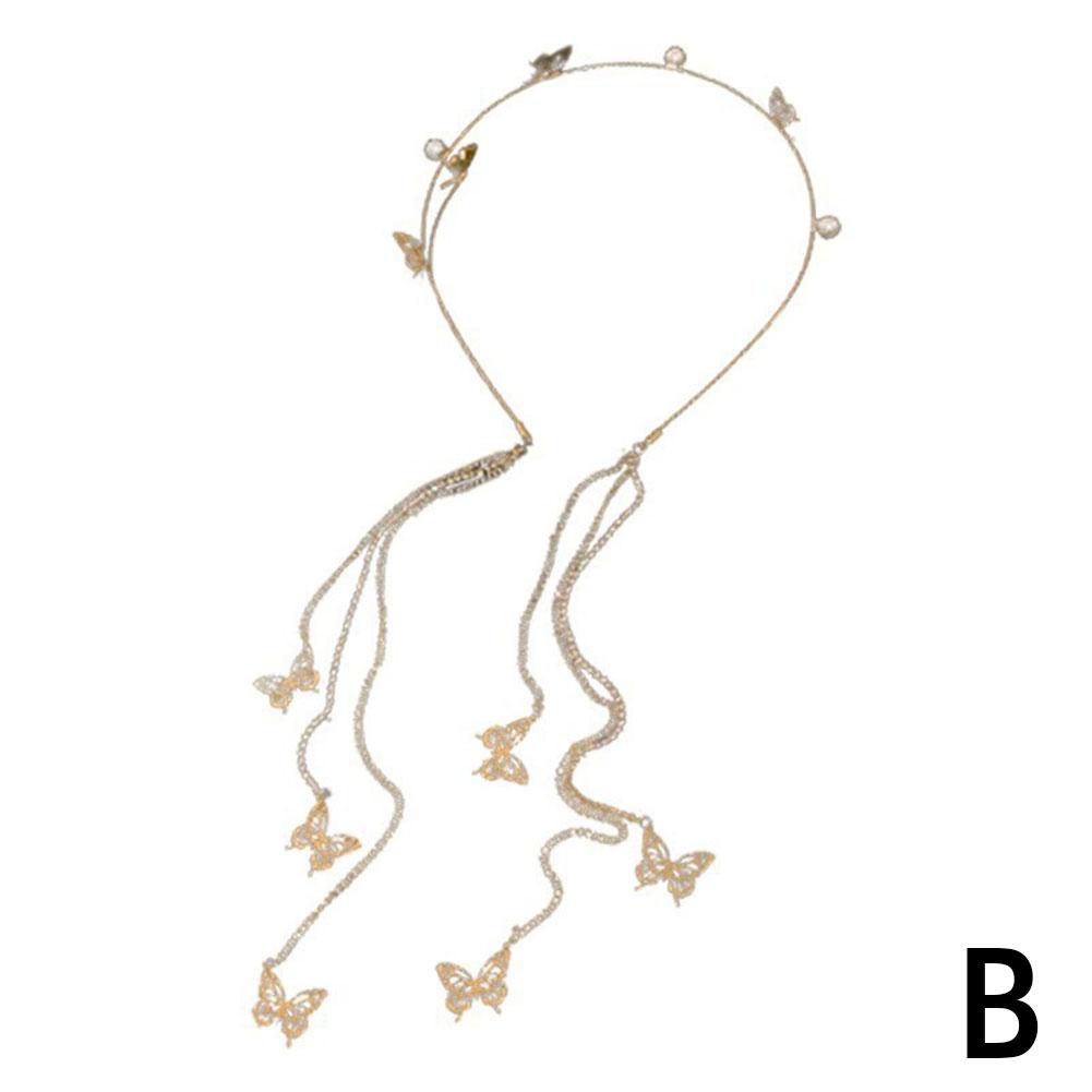 New Tassel Butterfly Hair Accessories Crystal Pearl Headband Headdress Butterfly Headband Woman Hair Hoop For Girl s Headband