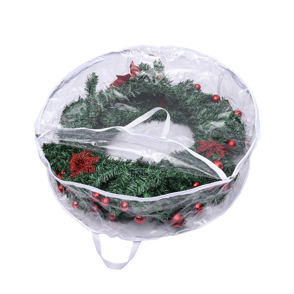 Holiday Wreath Storage Bag Water Proof PVC Transparent Bag for Home Decoration