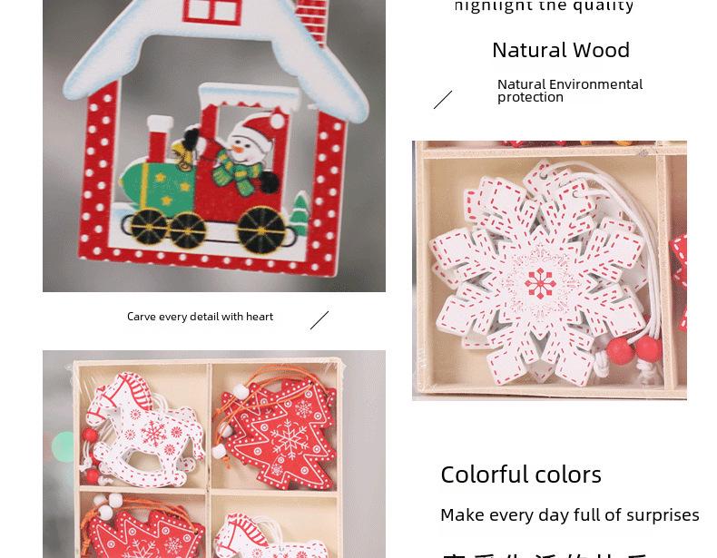 Creative Wooden Christmas Ornaments: Small Reindeer Tree Pendants with Exquisite Painted Box