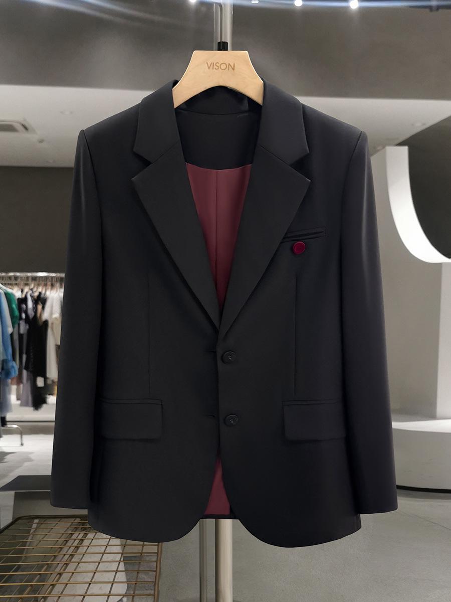 

Женский черный профессиональный пиджак в стиле Хепберн - Универсальный весна и осень 2025 M чёрный