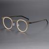 Ultra-Thin Vintage Oval Glasses Frame Titanium+Acetate Fiber Screwless Hinge Design Optical Eyewear