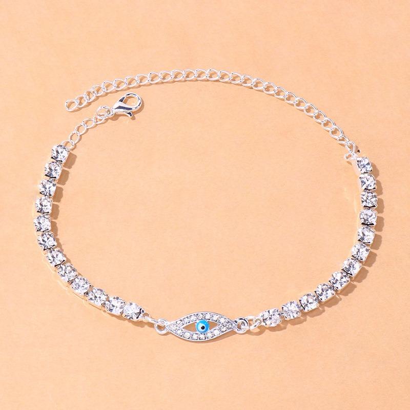 Fashion Cuban Link Chain Women s Evil Eye Anklet Silver/Gold Plated High Quality Crystal Customizable Gift