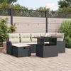 vidaXL 7-piece Garden Sofa Set with Cushions Black Synthetic Rattan, 2-seater Garden Sofa with Cushions 3359714