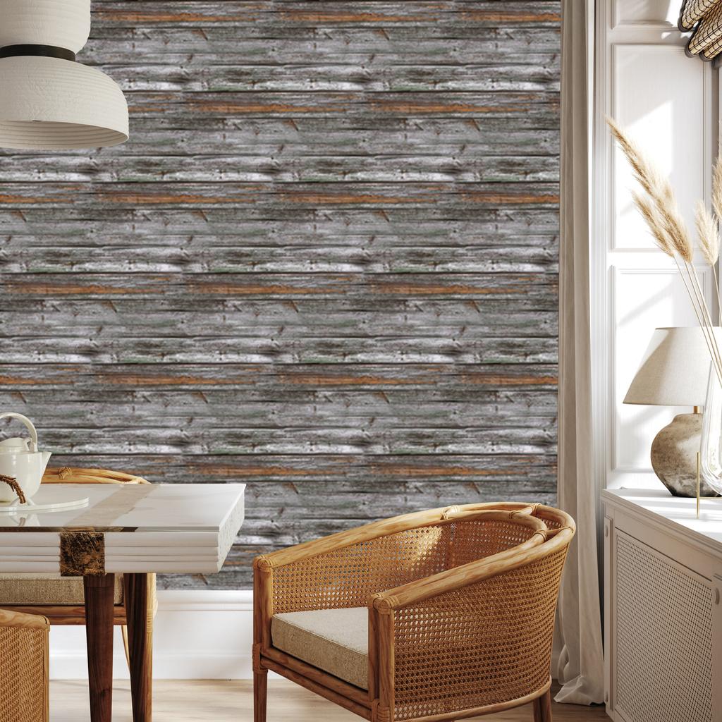 Wallpaper Wooden boards in shades of gray for living room and bedroom 50x1000