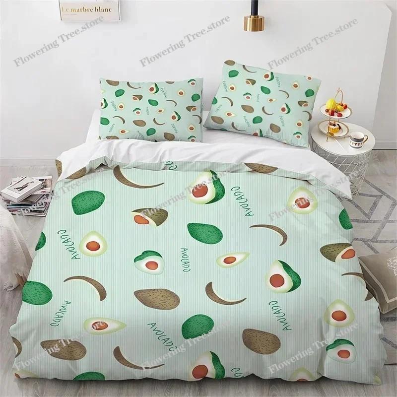 3D Avocado Bettbezug Mikrofaser Niedlich Frucht Bettdeckenbezug Cartoon Avocado Gesichter Bettwäscheset Full Für Kinder Jungen Mädchen Erwachsene