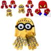 Stylish Children's Spiderman Minions Knitted Hat And Gloves Winter Warm Suit