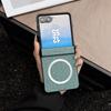 For Samsung Galaxy Z Flip7 5G Magnetic Case Leather+PC Phone Cover with Rear Screen Film and Hinge