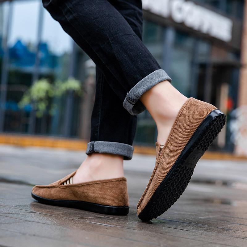 Men's Corduroy Slip-On Loafers Casual Breathable Boat Shoes