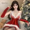 Domi La Sexy Lingerie: Women's Sensual Plush Camisole Nightgown with Short Skirt - Christmas Passionate Quick-Release Uniform Set.