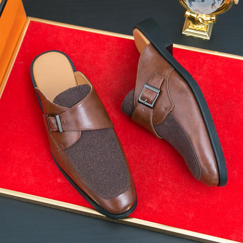 Fashion Suede Patchwork Fashionable Slippers Non Slip Men Comfortable Loafers Men's Casual Slip On Flats Soft Large Size Leather Shoes