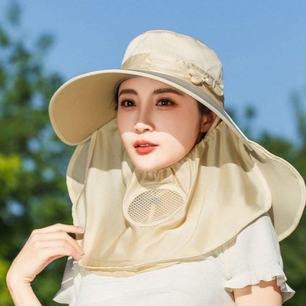 Wide Brim Women Picking Tea Hat Lightweight Neck Flap Hat Visor Cap Sunshade Sun Hat  Summer Season
